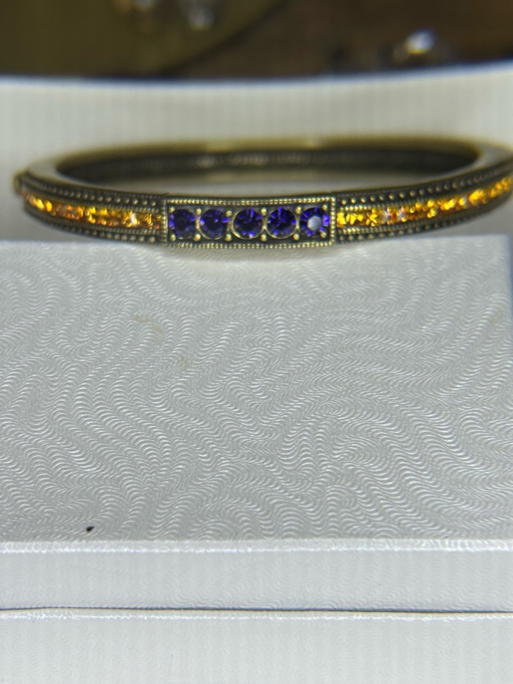 Heidi Daus Gold-Tone Bracelet with Purple and Amber Crystals